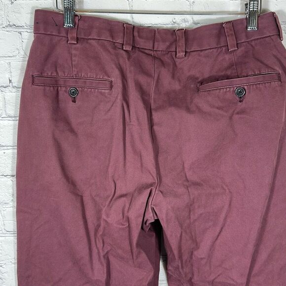 Brooks Brothers Mens Clark Burgundy Pants size W34 x L32 Khaki Chino - Picture 3 of 8